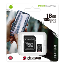 Kingston Canvas Select Plus R100 microSDHC 16GB Kit, UHS-I U1, A1, Class 10